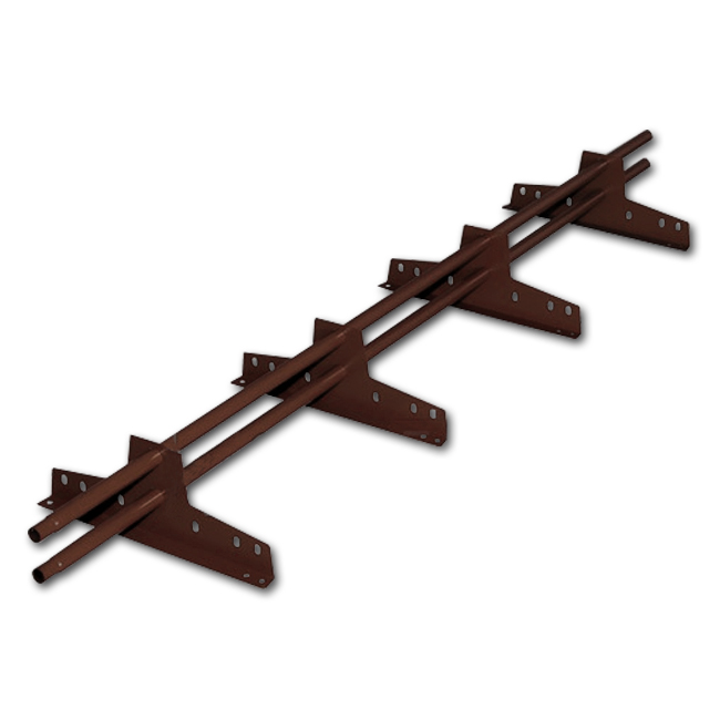 круглая труба Ø32 мм, толщина 1 мм  - 4 опоры универсальных опоры , толщиной 1.5 мм  - не оцинкованный металл  - порошковая окраска  - универсальная система прокладок из пластиката - это лучше, чем ЭПДМ-резина  - комплект крепежа  - стандартные цвета RAL 8017, 3005, 6005, RR 32 